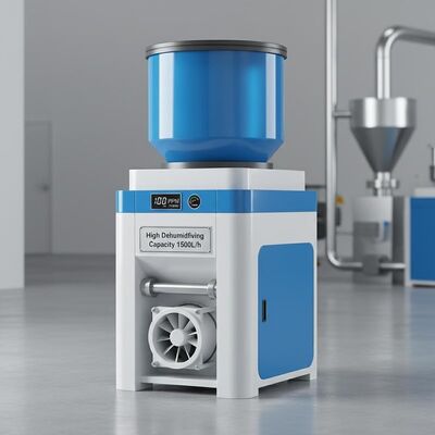 Plastic Dehumidifying Hopper Dryer with Low Noise Level ≤65dB, Precise Moisture Content Control 100 PPM, and High Dehumidifying Capacity 1500L/h