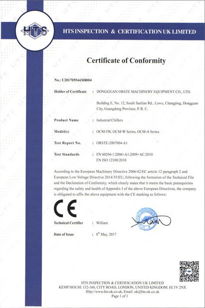 China Dongguan Orste Machinery Equipment Co., Ltd. certification
